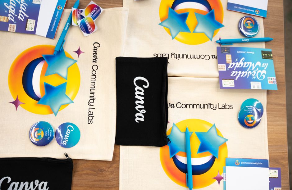 Materiais de divulgação e brindes de uma iniciativa comunitária, com foco em identidade visual e engajamento social.
