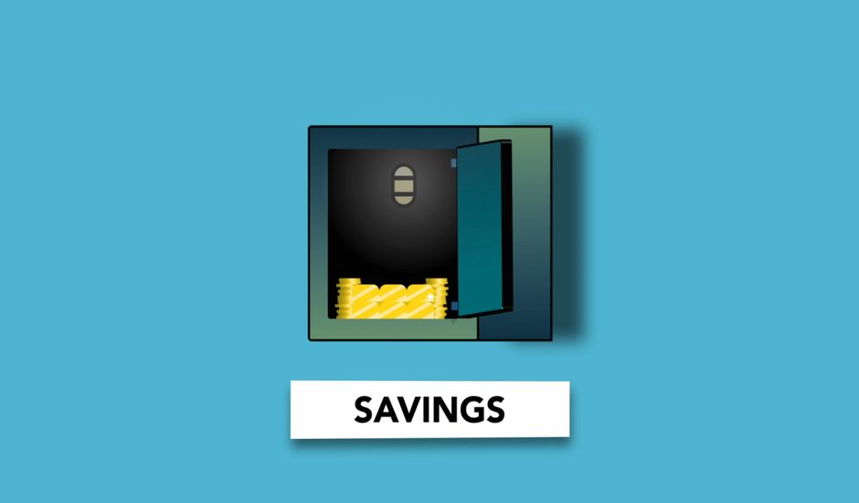 Ilustração de um cofre com moedas de ouro, simbolizando economia e poupança financeira.